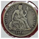 1851 Seated Liberty Dime
