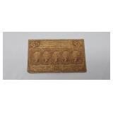 1862 Fractional Postage Currency 25 Cent Note