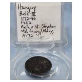 Hungary Bela III , 1172-96, Follis, Bella and St.