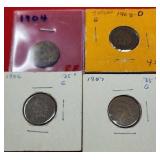 3-1904 & 1907 Indian Head Pennies