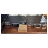 2 used briefcases neither  will close , cigar Box