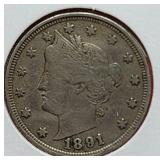 1891 Liberty  Nickel With Cents
