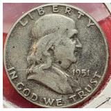 1951 Franklin Silver Half Dollar
