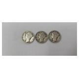 3-1945 Mercury Dimes