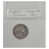 England George 111 six pence 1787