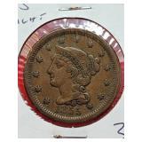 1855 Braided Hair Cent