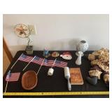 Mini flags, basket, Hong Kong vase, Santa dish