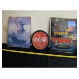 John Wayne picture cracked, Coca-Cola clock with