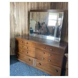 Old wood dresser with floral accent handles