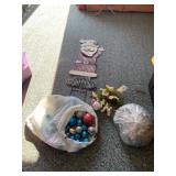 Santa yard stake, Ornaments and tinsel and