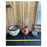 Hanging bird feeder and planters