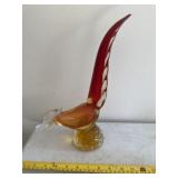 Glass blown pheasant with tip of beak broke