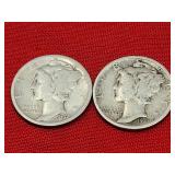 1-1937-S & 1-1937 Mercury Dimes