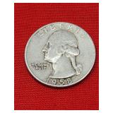 1958-D Washington 90% Silver Quarter