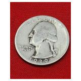 1939 Washington 90% Silver Quarter