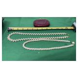 Crown Trifari Gold Link Faux Seed Pearl Necklace,