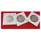 1911-1912-1912-D US Liberty Nickels With Cents