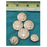 US Army Uniform Brass Coat Buttons Vintage