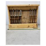 Craftsman woodturning chisels and gouges stored