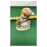 HOMCO Porcelain Figurine Girl In  Pink Dress