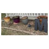 Planters, letter M , bird bath