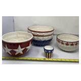 Patriotic Stars and Stripes mixing bowl set and