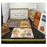 New Fall tablecloth and placemats, wood and