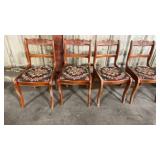 4 wooden carved  cloth dining chairs