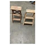 2 wooden step ladders