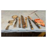 Hatchets, ax, fiskars pruner, tape measures
