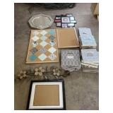 Mirror, storage containers and decor