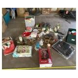 Christmas decor including gift boxes, light up