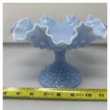 Fenton Hobnail Compote in blue milk glass color