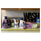 Downy, bleach, Oxi Clean, other cleaners  and two