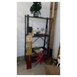 Metal shelf w Christmas decor, 2) 2x4ï¿½s
