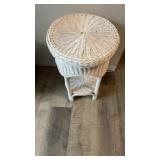 White wicker plant stand