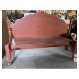 Neat bench made from a bed headboard, some spots