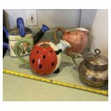 Silver plated and ceramic tea kettles and