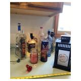 Light up liquor bottle decor, candle, tumbler and