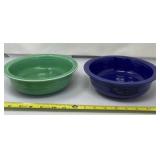 Fiesta vegetable bowls in green and cobalt blue