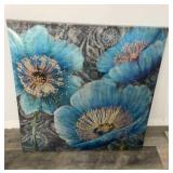 Blue poppy wall Art 32x32 in