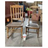 Wood rocking chair and an oak nursing or sewing