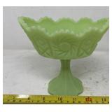 Fenton lime Sherbet satin glass pedestal compote