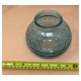 Blue glass vase with coin dot pattern