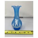 Westmoreland blue frosted glass bud vase with
