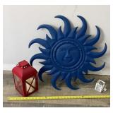 Sun Wall metal decor, candle lanterns