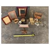 Basket, picture frames and more decor