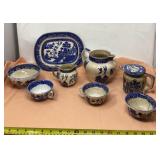 Buffalo Pottery 1908 tea set with cups, tray,