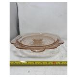 Indiana glass pink Madrid pedestal cake dish
