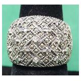 .925 Sterling & CZ Cocktail Ring Size 8, 9.70g
